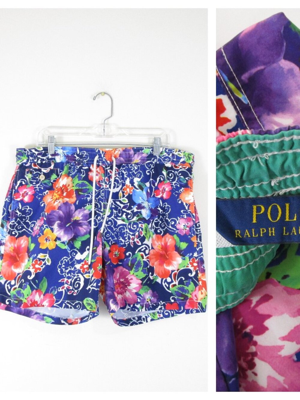 Polo Ralph Lauren Mens Multicolor Hawaiian Tropical Floral Swim Trunks Size L
